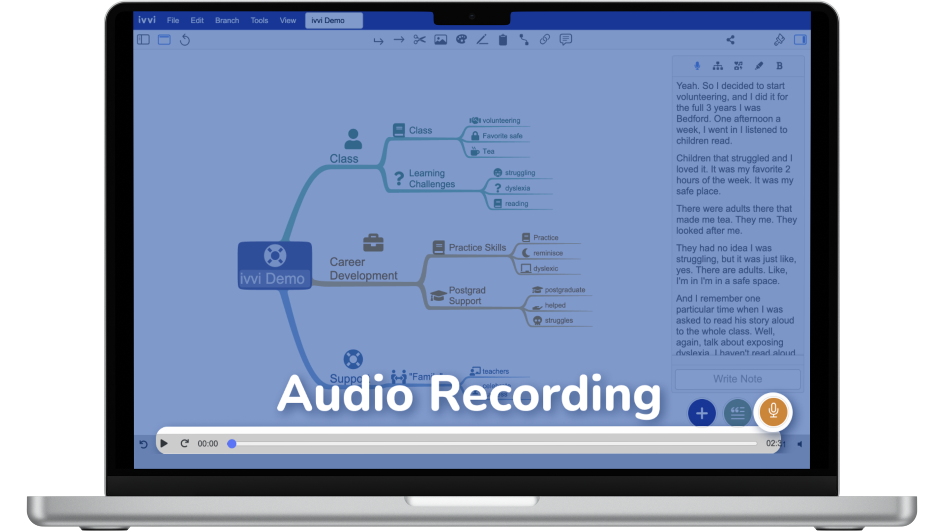 High-quality audio recording and transcription