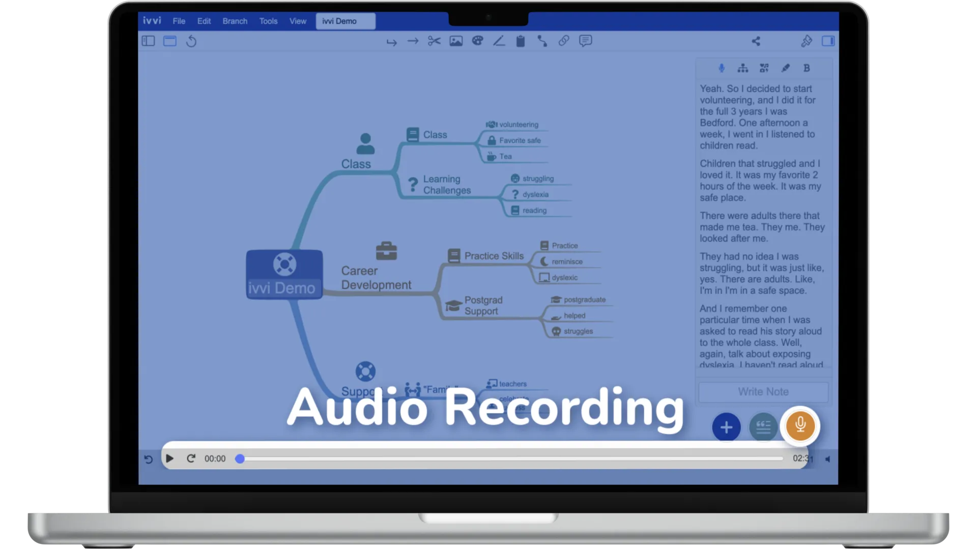 High-quality audio recording and transcription