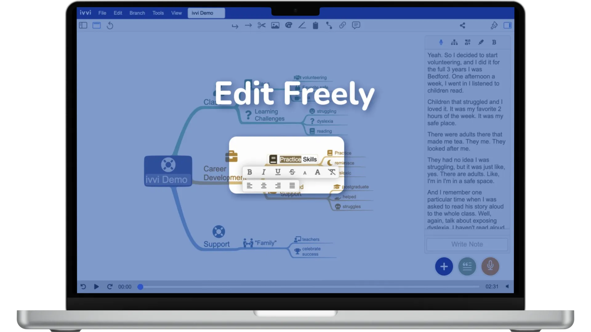 Freely edit the mind map