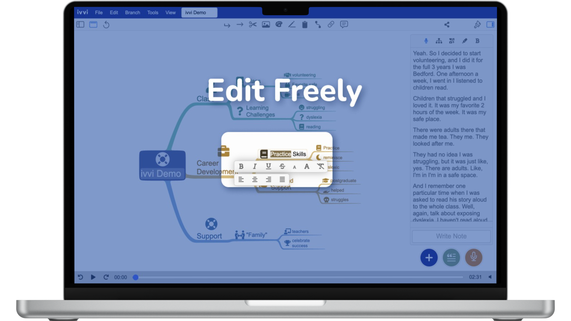 Freely edit the mind map
