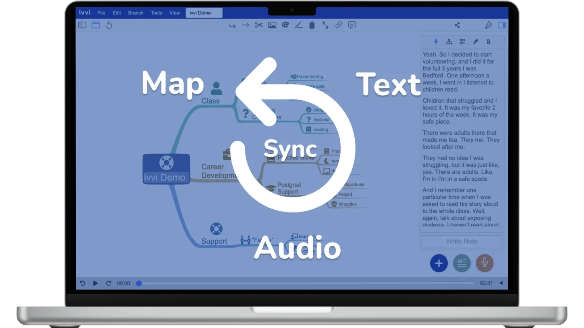 Synchronised notes - audio, text and  map!