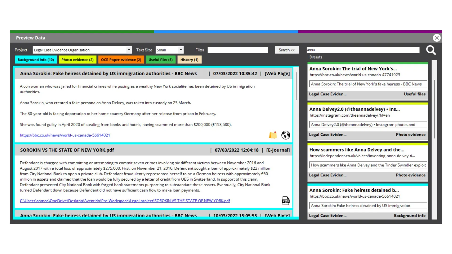 Searchable research database