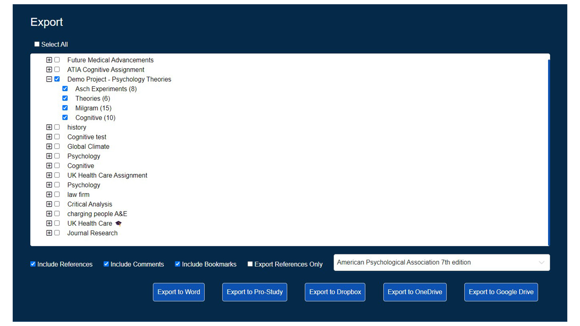 Powerful Export features