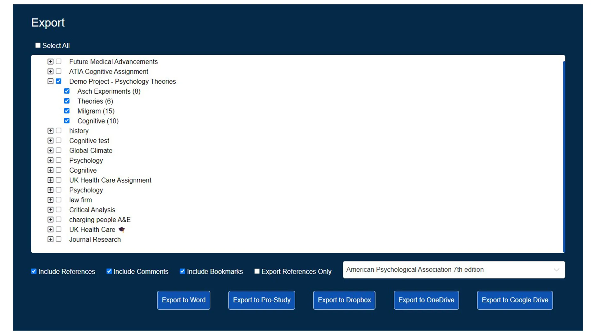 Powerful Export features