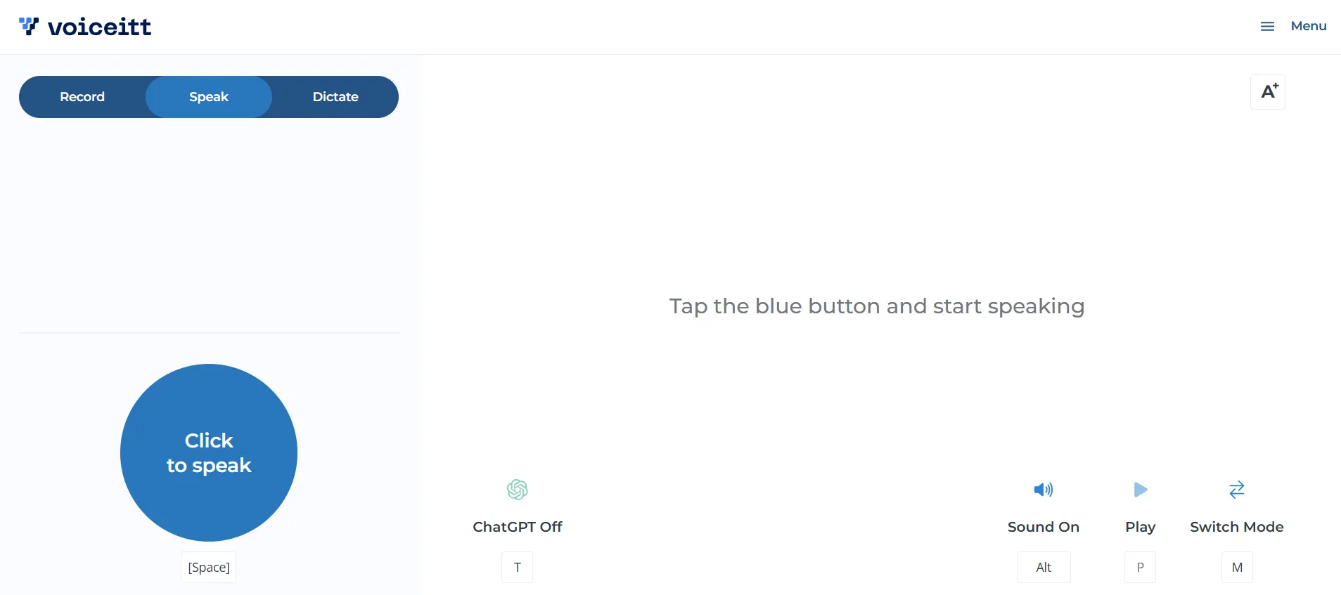Speak menu for conversations