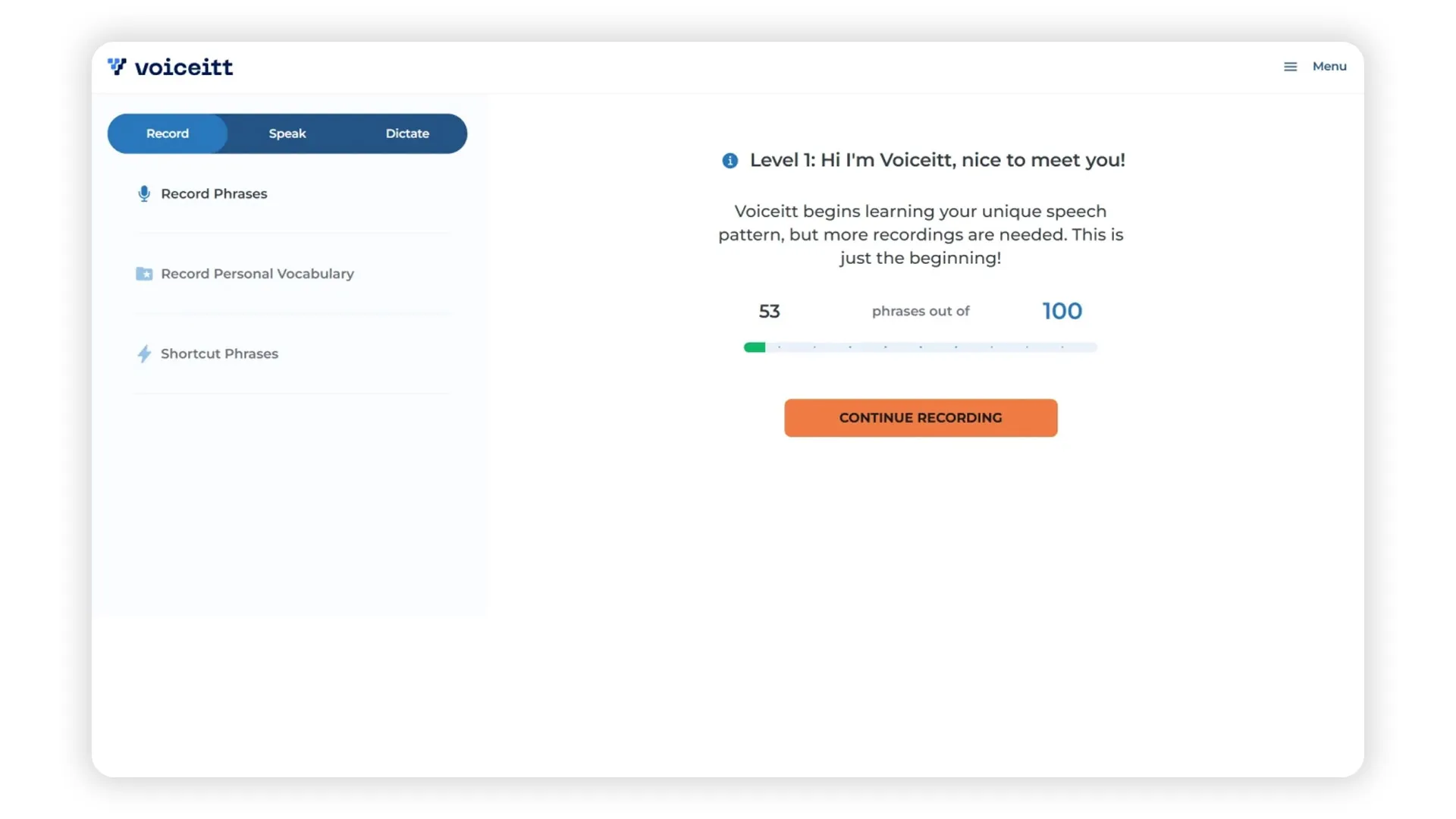 Set up screenshot